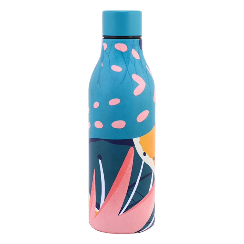 JUNSUNMAY 550ml Geometric Pattern 304 Stainless Steel Vacuum Insulated Water Bottle (BPA Free, No FDA) - Blue - 1