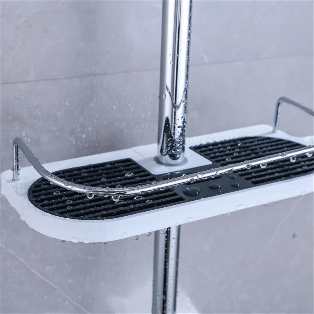XNKJJ XNK-HSCJ Shower Rod Storage Rack Multifunctional Bathroom Organizer Shampoo Tray Shower Head Holder - 2