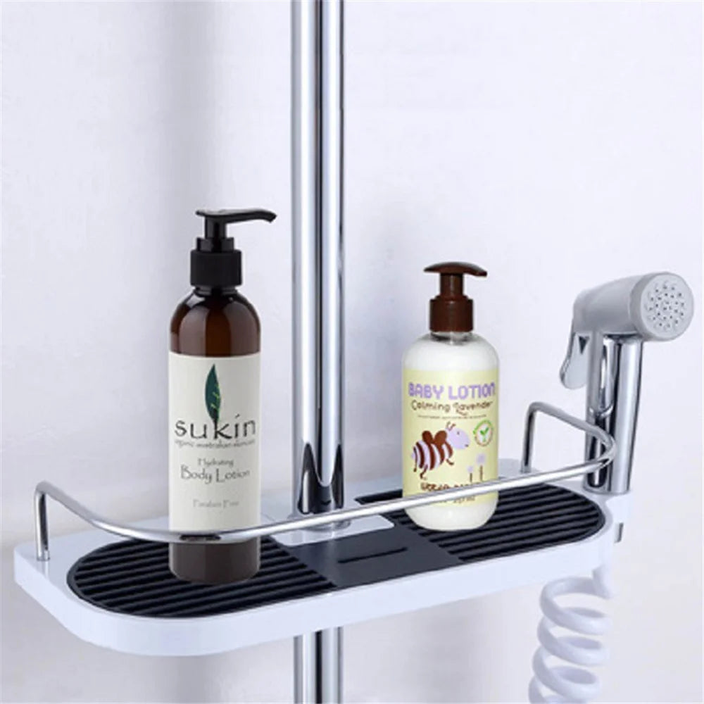 XNKJJ XNK-HSCJ Shower Rod Storage Rack Multifunctional Bathroom Organizer Shampoo Tray Shower Head Holder - 3