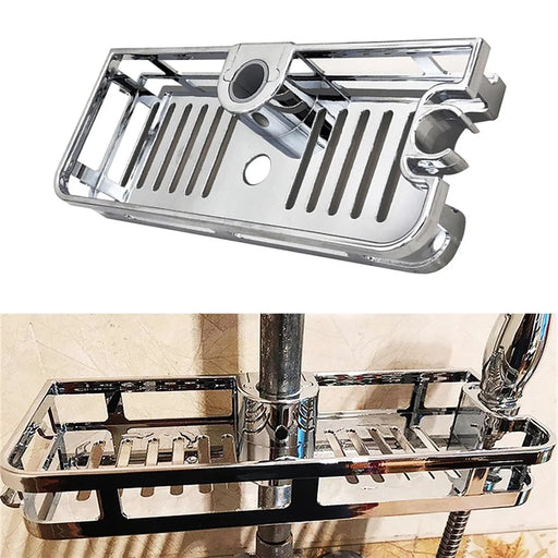 099-6 Removable Bathroom Lifting Rod Holder No Drilling Soap Holder Shower Shelf Storage Tray - 1