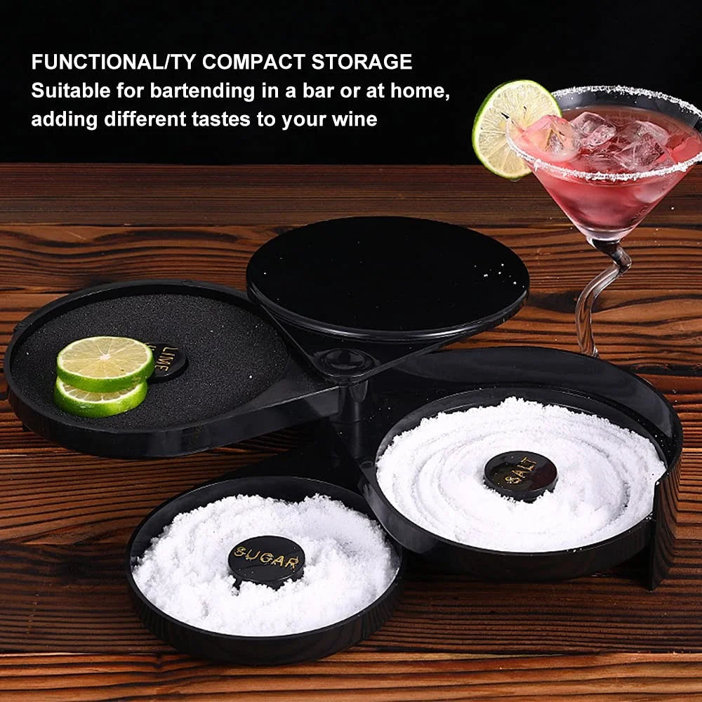 3-Tier Bar Juice Cocktail Seasoning Box Sugar Salt Rimmer Tool Bartender ABS Storage Box (BPA-Free, No FDA Certification) - 2