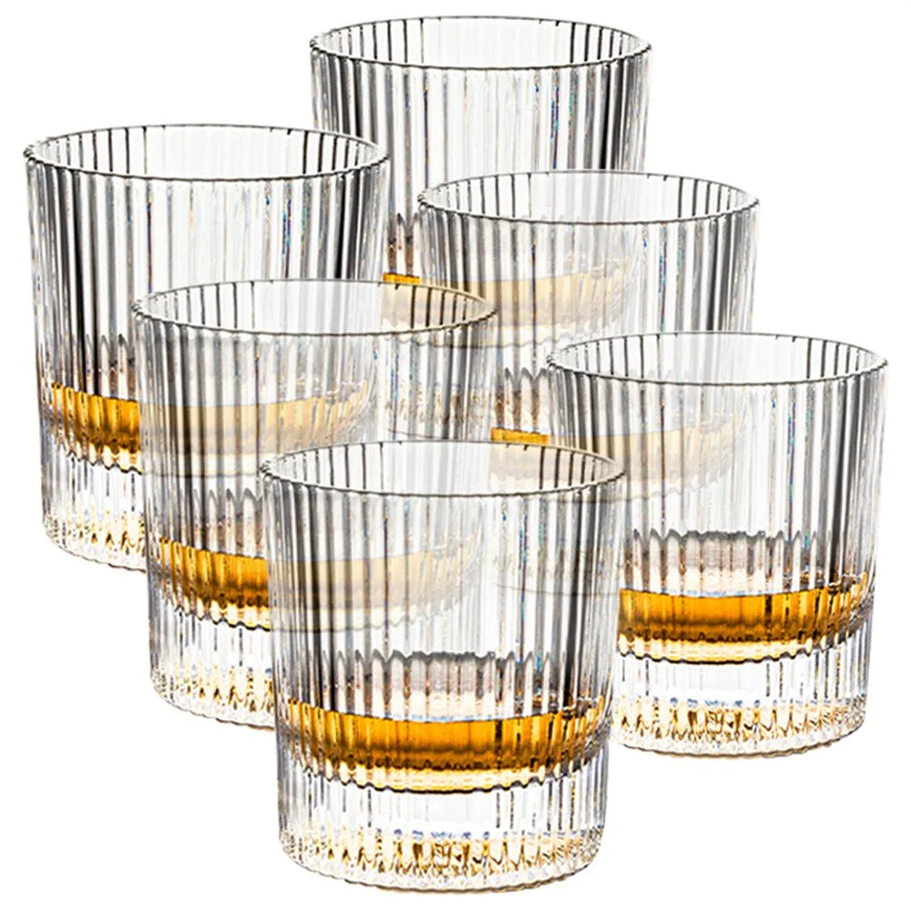 22163 6Pcs / Set 300ml Whiskey Wine Glasses Thicken Glass Transparent Cocktail Cups for Home Bar KTV Drinkware (BPA Free, No FDA) - 1