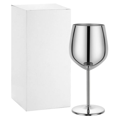 530ml 304 Stainless Steel Wine Glass Champagne Goblet Drop-resistant Stemware Highball Glass for Party - Silver - 1