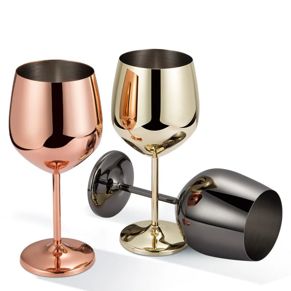 530ml 304 Stainless Steel Wine Glass Champagne Goblet Drop-resistant Stemware Highball Glass for Party - Silver - 2