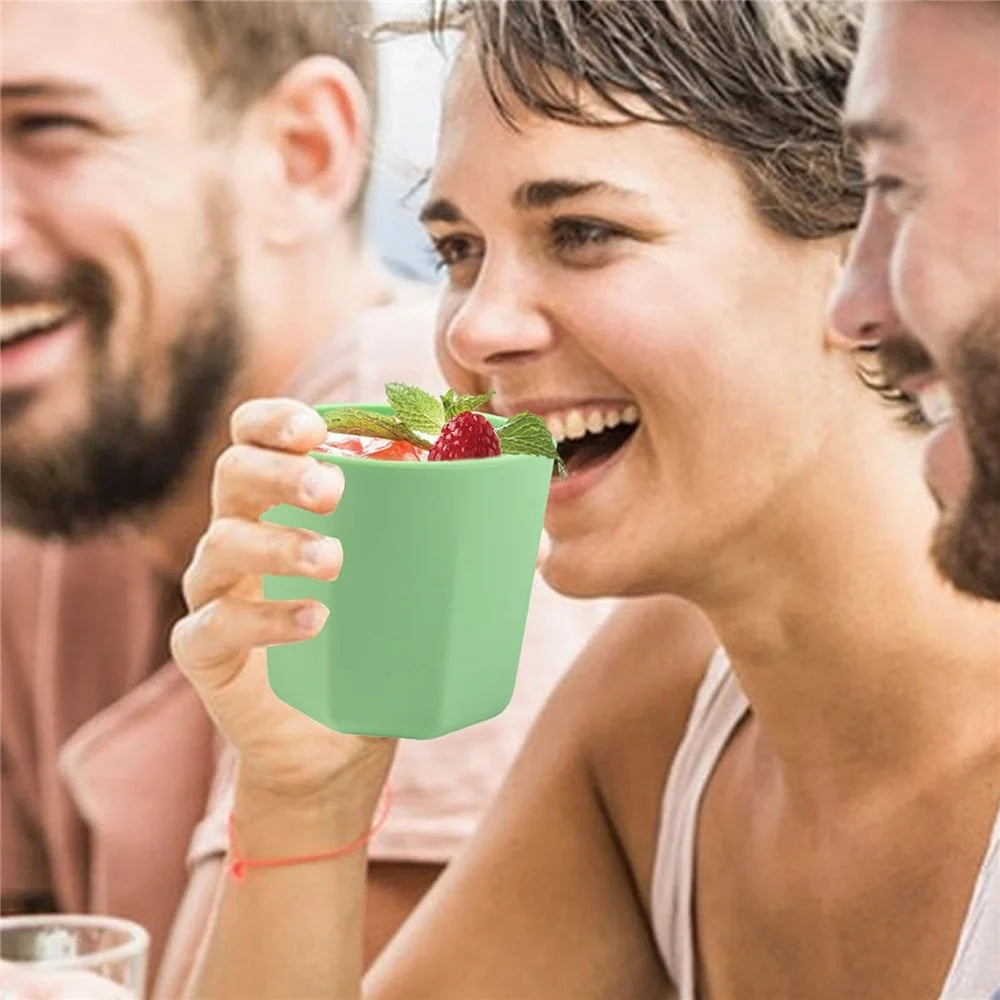 Silicone Water Cup Drop-Proof Outdoor Simple Beer Cup Cocktail Cup Travel Portable Foldable Cup(BPA-Free, NO FDA Certificate) - Green - 3