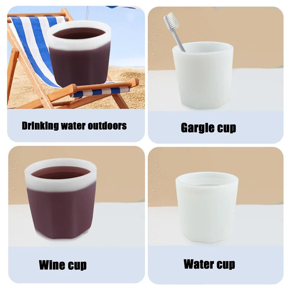 Silicone Water Cup Drop-Proof Outdoor Simple Beer Cup Cocktail Cup Travel Portable Foldable Cup(BPA-Free, NO FDA Certificate) - Green - 6