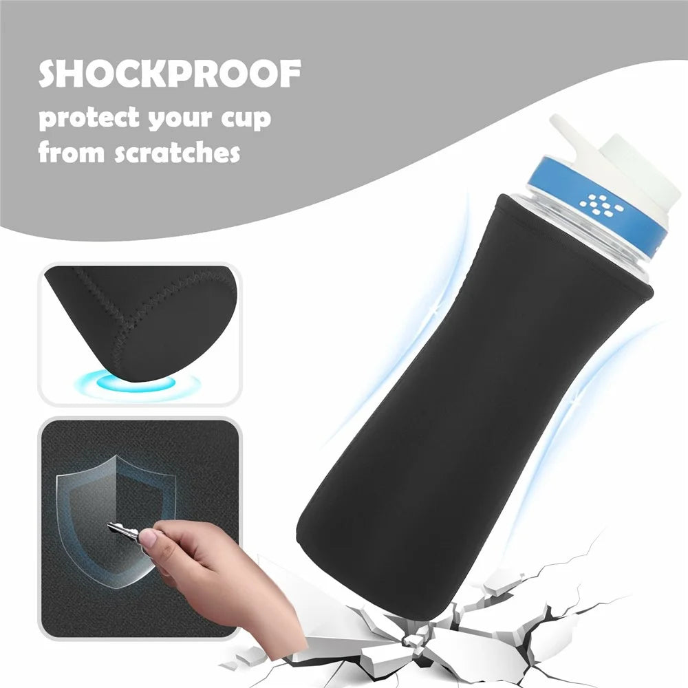 For Cirkul 22oz Water Bottle Protective Cover Moisture Absorbing Insulated Neoprene Sleeve - Black - 3