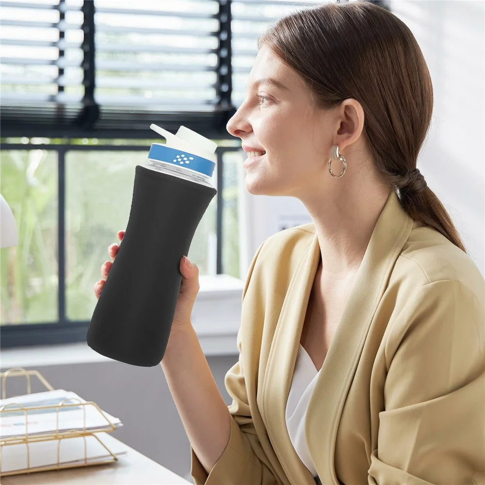 For Cirkul 22oz Water Bottle Protective Cover Moisture Absorbing Insulated Neoprene Sleeve - Black - 4