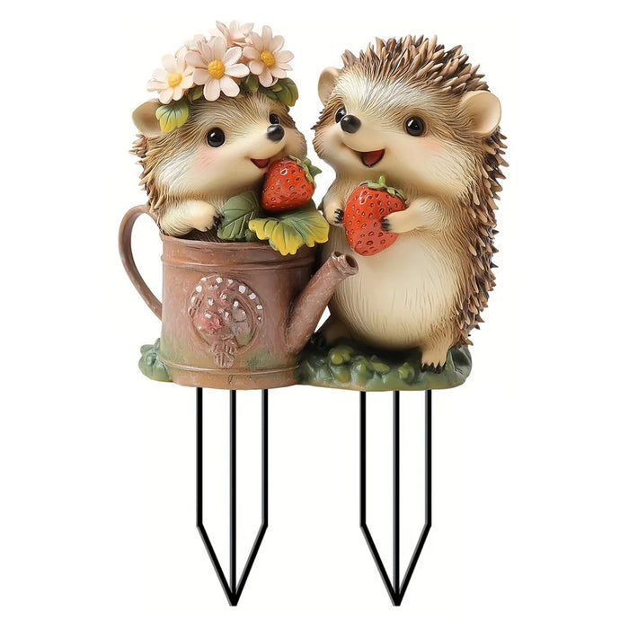 Acrylic Hedgehogs Pot Decoration Statue Potted Plant Decor Ground Plug Waterproof - 1
