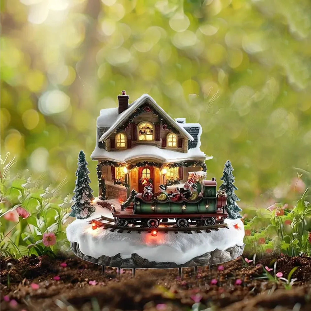 Christmas Garden Stake Acrylic Holiday Decor Potted Plant Decor Winter House Plug - 2