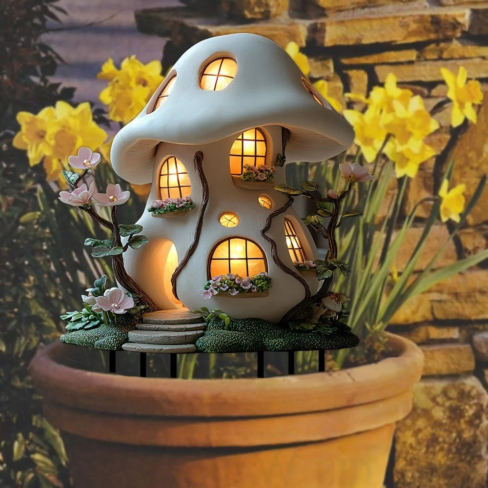 Mushroom House Garden Stake Acrylic Waterproof Courtyard Ground Potted Plant Decoration - 3