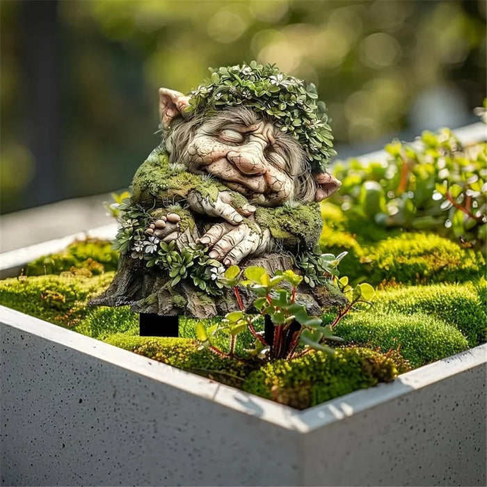 Sleeping Tree Elf Flower Pot Decoration Acrylic Waterproof Garden Stake Courtyard Garden Ground Plug - 3