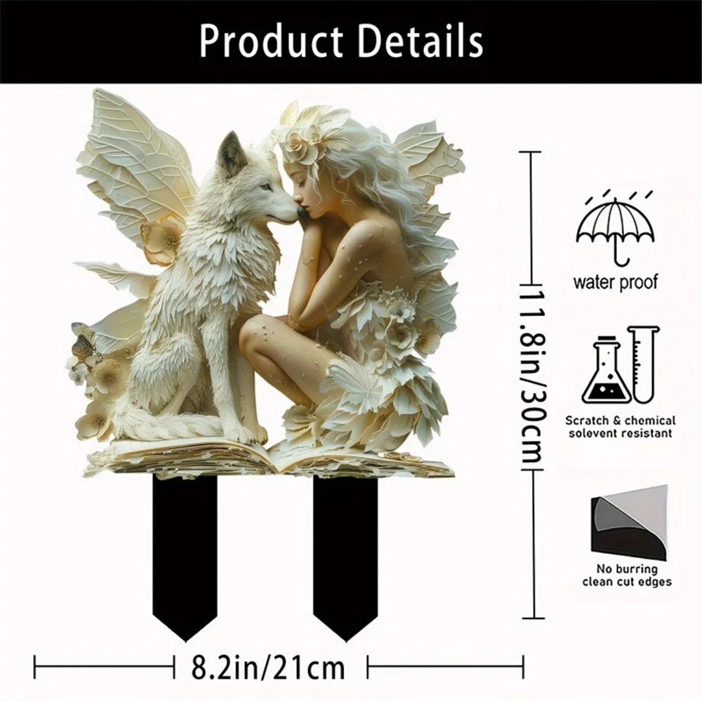 Fairy Bohemian Style Garden Stake Acrylic Garden Ground Plug Statue Waterproof Scene Decoration - 5