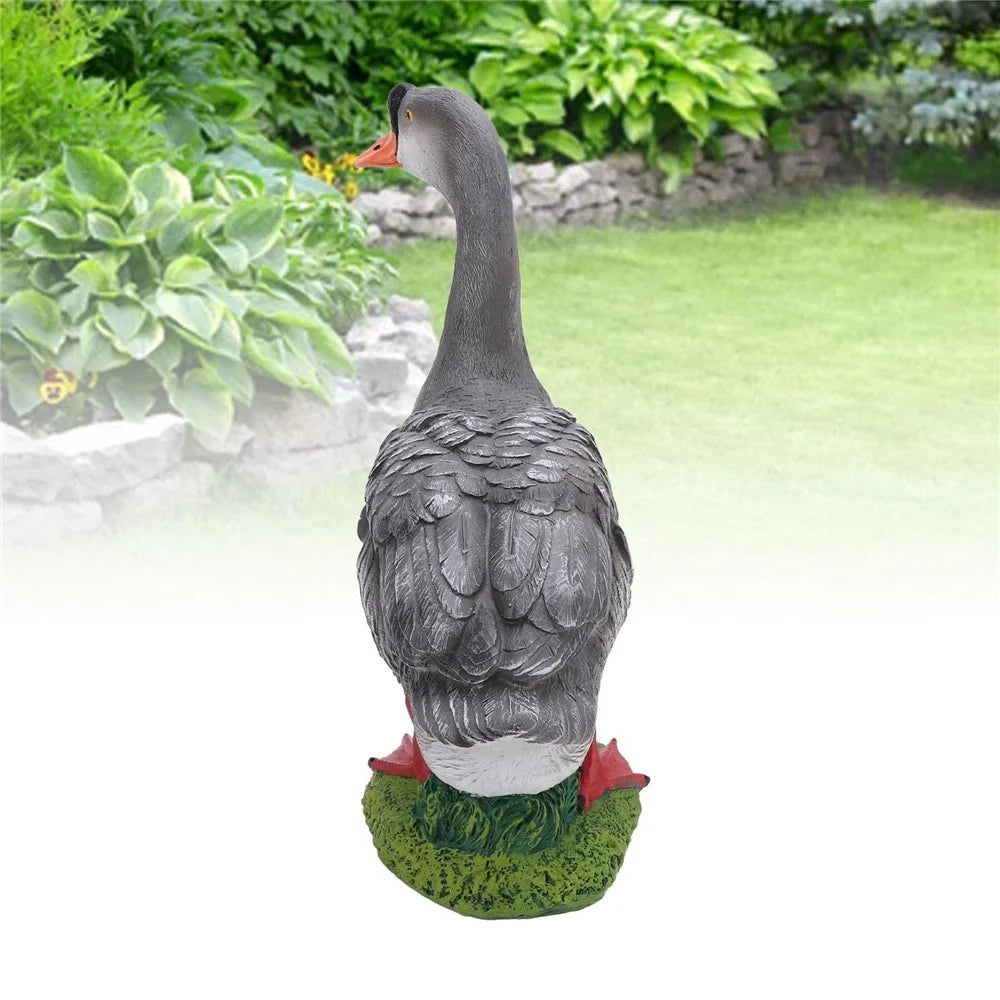 Resin Goose Ornament Garden Courtyard Balcony Waterscape Decoration Goose Sculpture - Grey - 3