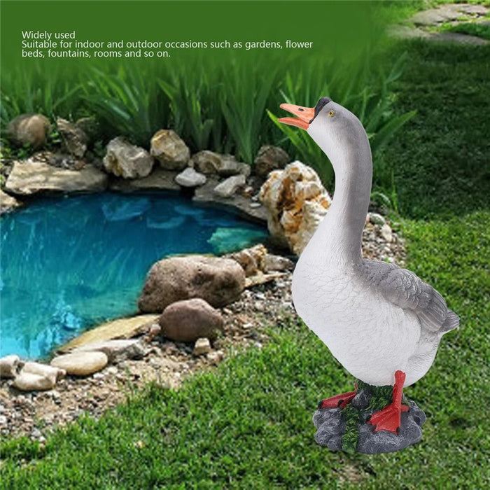 Resin Craft Goose Ornament Garden Courtyard Balcony Waterscape Goose Sculpture Decoration - Grey - 2