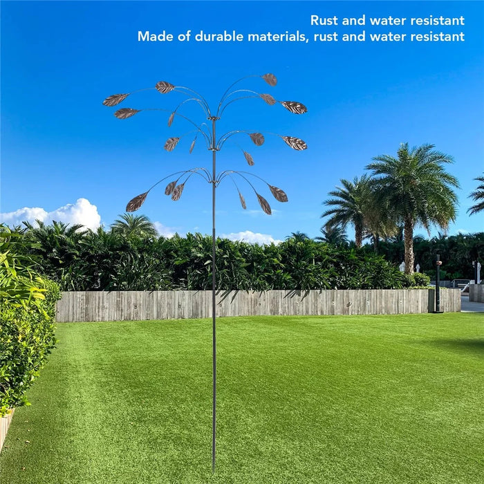 Outdoor Garden Yard Wind Power Spinner Iron Art Decorative Rotating Leaves Windmill - 4