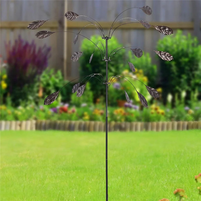 Outdoor Garden Yard Wind Power Spinner Iron Art Decorative Rotating Leaves Windmill - 5