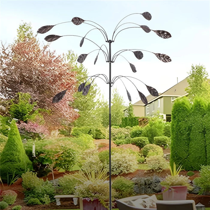 Outdoor Garden Yard Wind Power Spinner Iron Art Decorative Rotating Leaves Windmill - 6