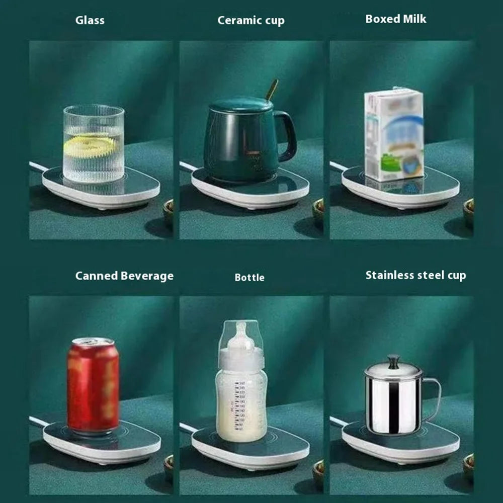 Smart Ceramic Coffee Mug Gift Set 55-Degree Constant Temperature Heating Coaster Warmer Milk Heater, USB Plug-in - Green - 3