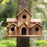 Outdoor Wooden Bird House Feeder Hanging Decor Countryside Nesting Box Birdfeeder - Dark Brown - 4