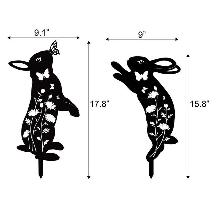 2PCS Hollow-Out Iron Garden Decor Stake Yard Art Decoration for Patio, Lawn - Rabbit - 6