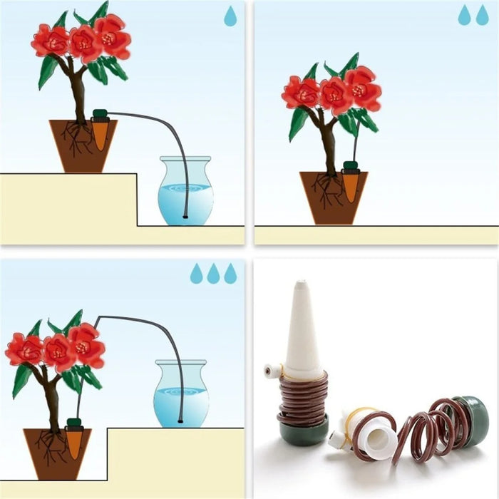 10Pcs PP+Ceramic Self-Watering Dripper Flower Pot Drip Irrigation Bonsai Automatic Watering Tool - 4