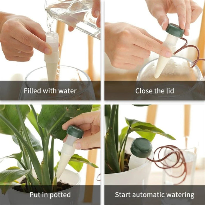 10Pcs PP+Ceramic Self-Watering Dripper Flower Pot Drip Irrigation Bonsai Automatic Watering Tool - 5