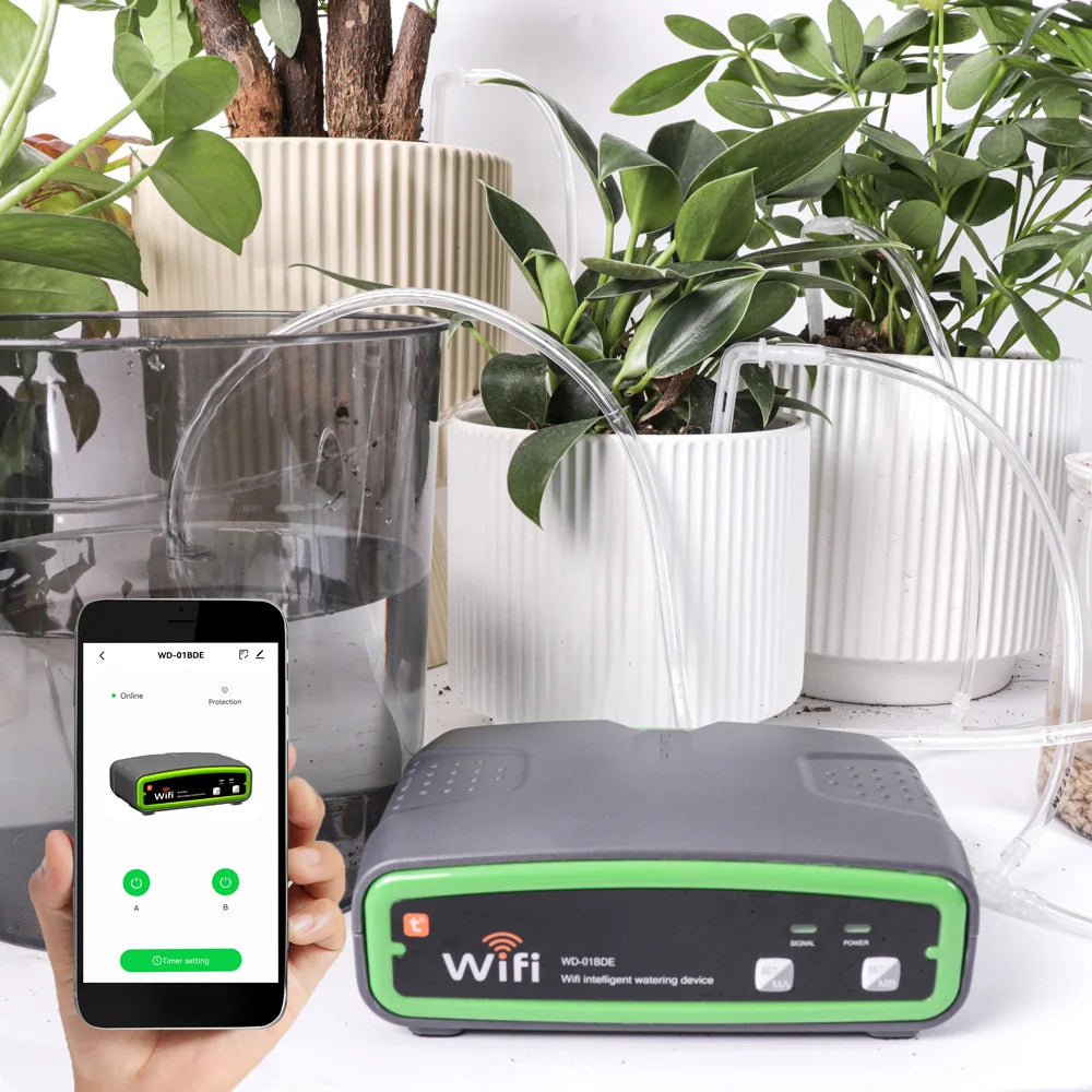WD-01BDE WiFi Smart Dual Pump Automatic Drip Irrigation Kit APP Remote Control Plant Watering Device for Garden Balcony - Gray - 3