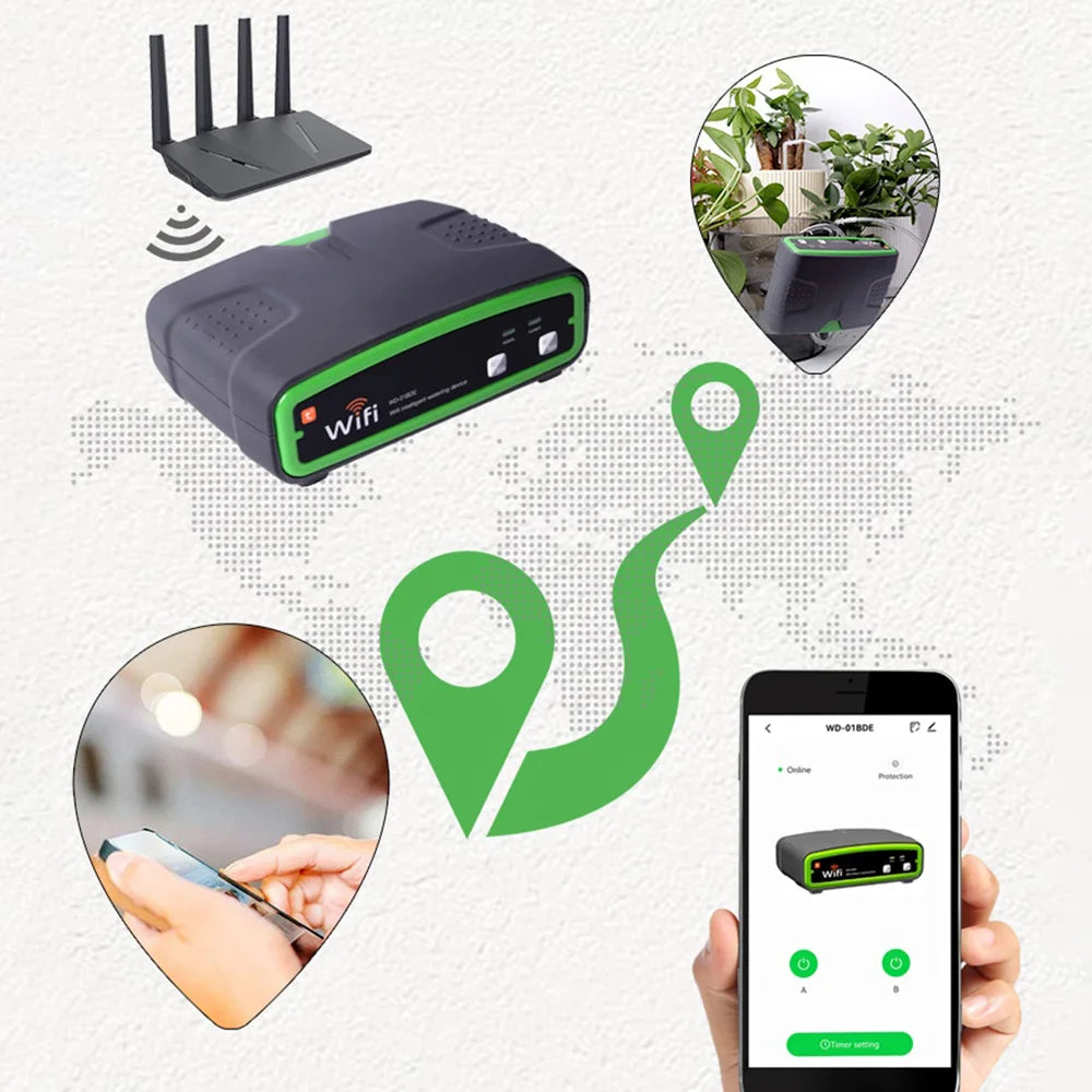WD-01BDE WiFi Smart Dual Pump Automatic Drip Irrigation Kit APP Remote Control Plant Watering Device for Garden Balcony - Gray - 7