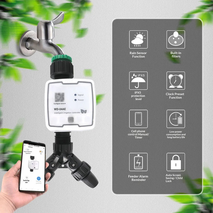 WD-04AE Bluetooth-compatible WiFi Gateway Automatic Plant Watering Timer Smart Remote Control Irrigation System - Single Channel/EU Plug - 5