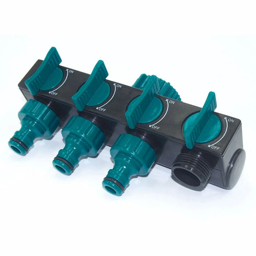 4 Way Hose Splitter 1-In-4-Out Hose Faucet Manifold Garden Hose Adapter Connector - 1