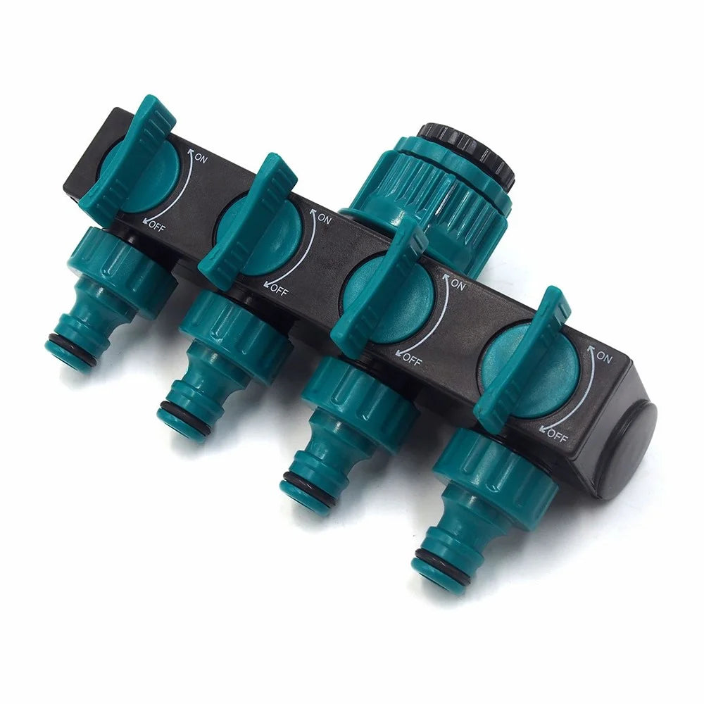 4 Way Hose Splitter 1-In-4-Out Hose Faucet Manifold Garden Hose Adapter Connector - 2