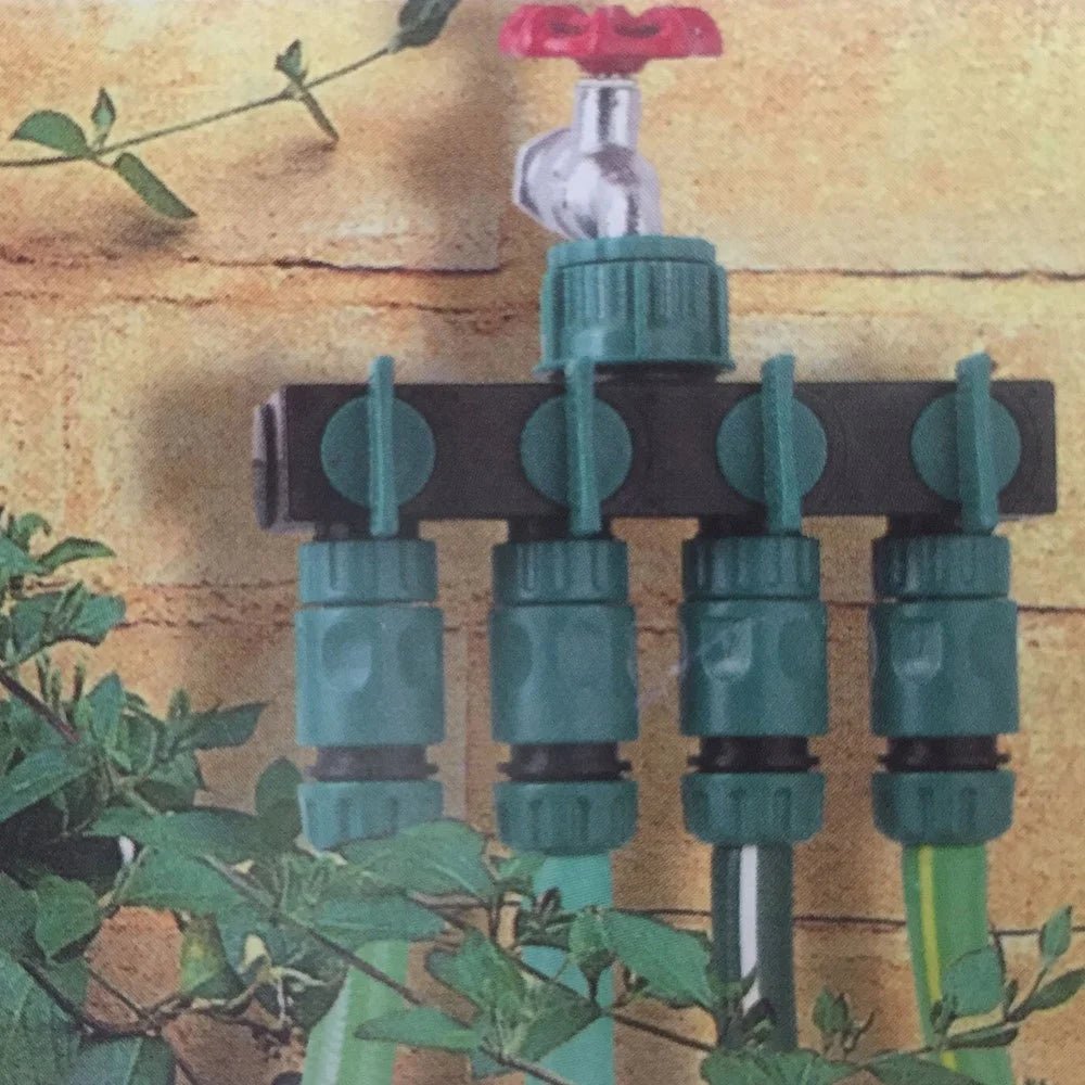 4 Way Hose Splitter 1-In-4-Out Hose Faucet Manifold Garden Hose Adapter Connector - 4