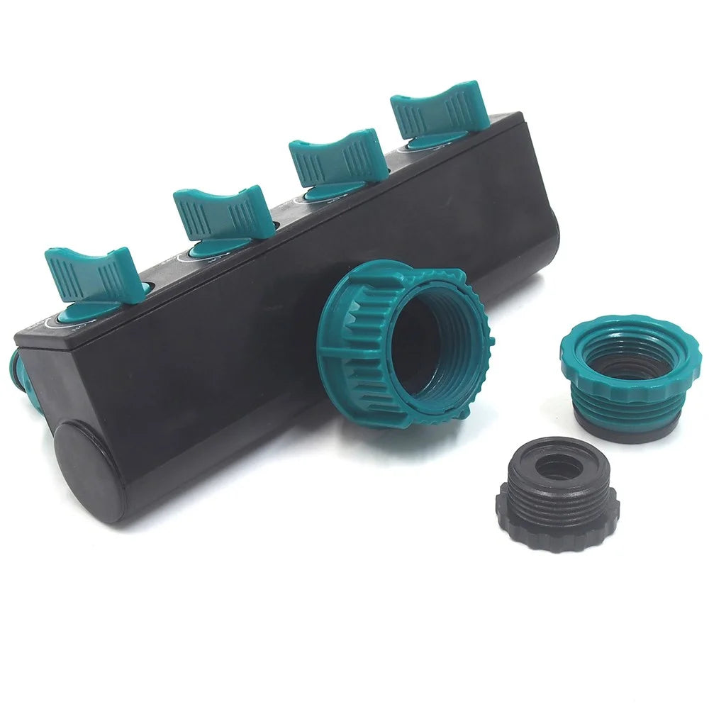 4 Way Hose Splitter 1-In-4-Out Hose Faucet Manifold Garden Hose Adapter Connector - 5