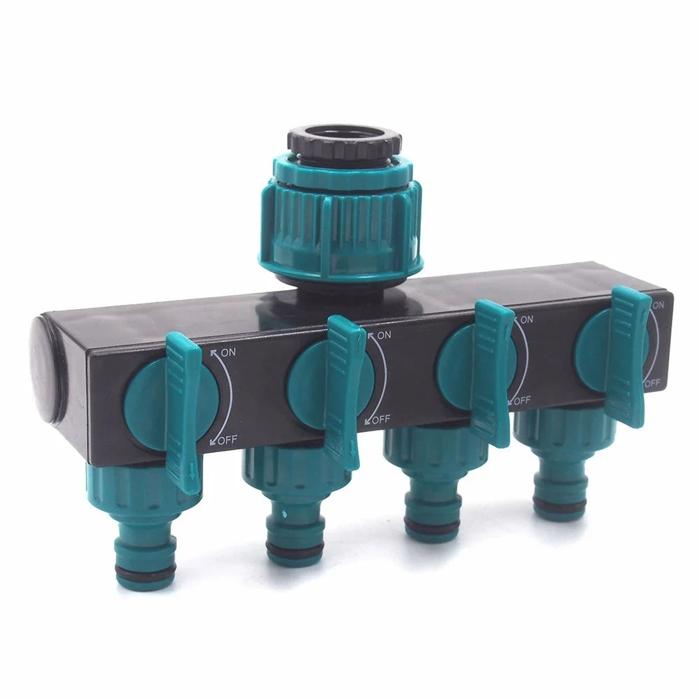 4 Way Hose Splitter 1-In-4-Out Hose Faucet Manifold Garden Hose Adapter Connector - 6