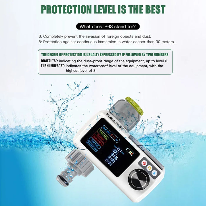 YLIGE Solar Powered Water Irrigation Timer Automatic Watering Controller with Tee Coupler + Hose Kit, European Standard - 3