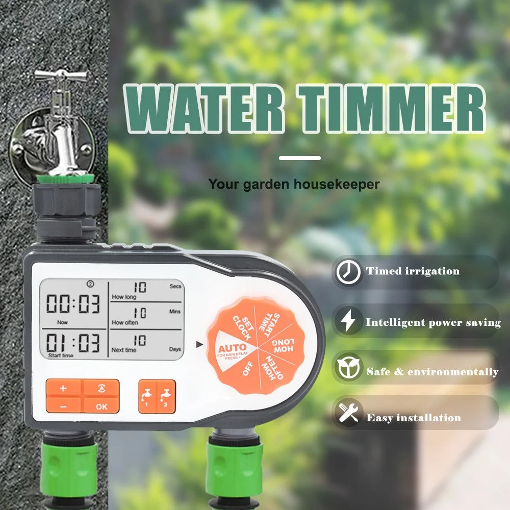 6812 Dual Channel Irrigation Timer Automatic Watering Controller, European Standard - 2