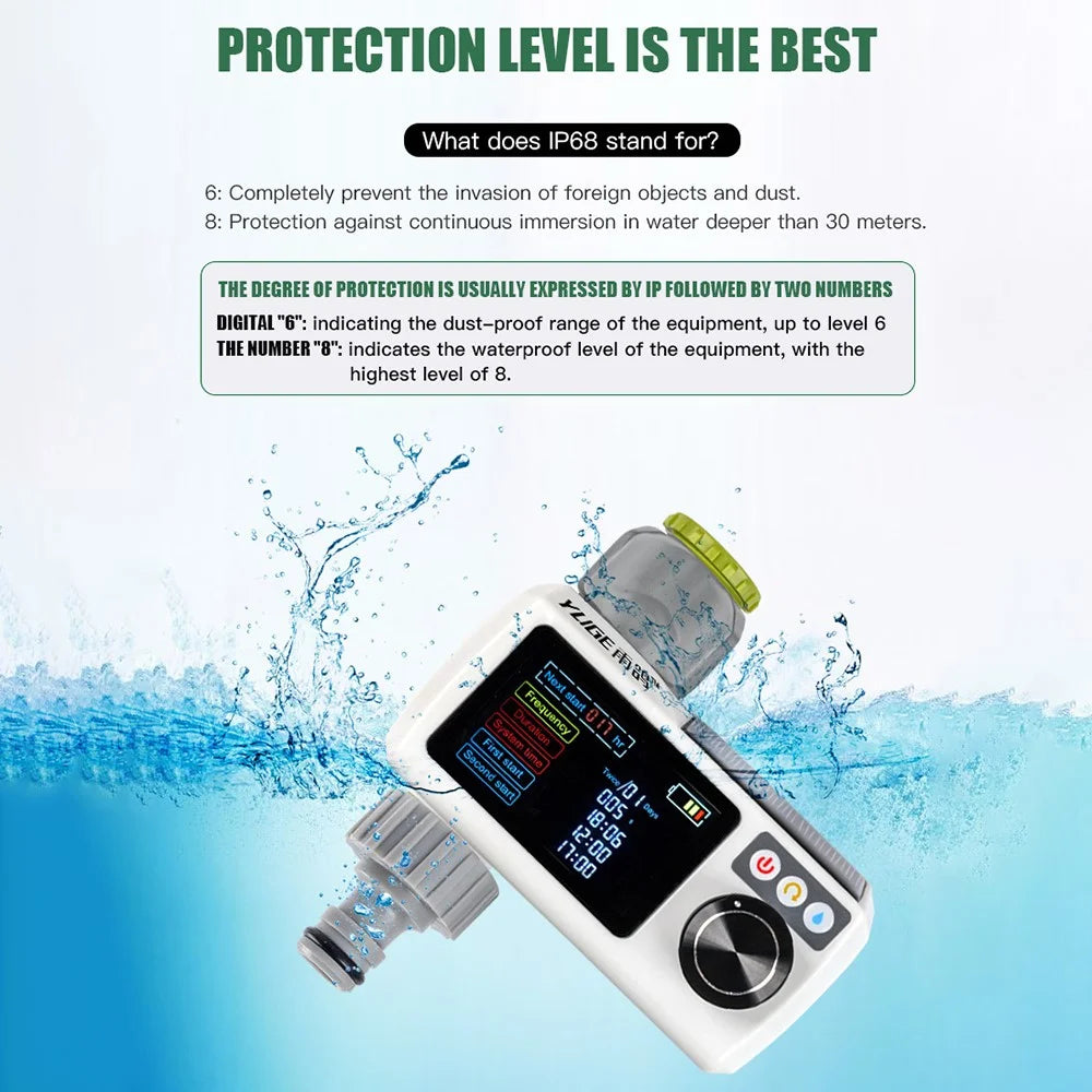 YUGE Dual-Head Connector Solar Automatic Irrigation Watering Timer for European Standard Hose - 2