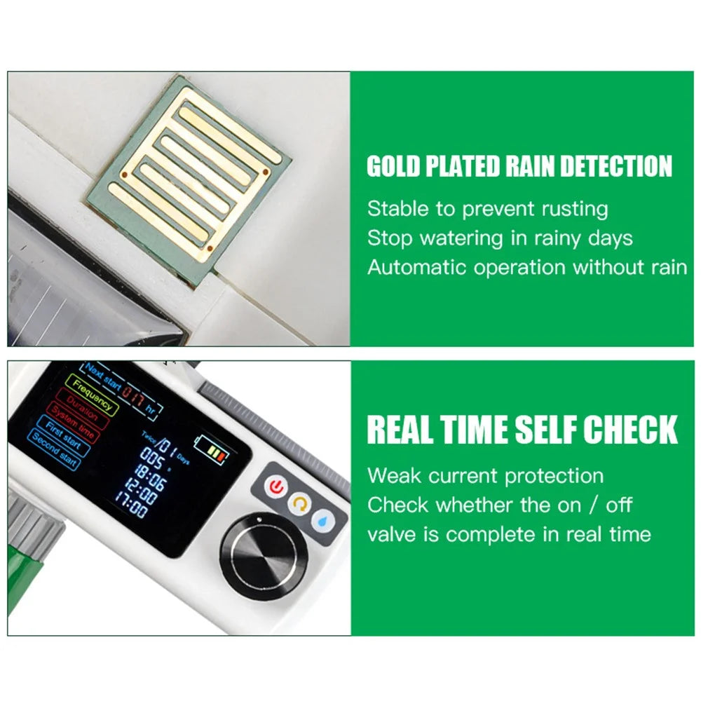 YUGE Dual-Head Connector Solar Automatic Irrigation Watering Timer for European Standard Hose - 5