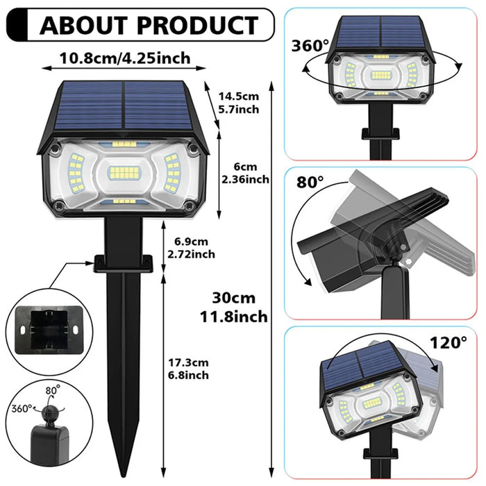 YOUOKLIGHT 2Pcs Outdoor IP65 Waterproof 40-LED 3 Modes Solar Landscape Spotlights for Garden Pathway Yard Driveway Porch - 2