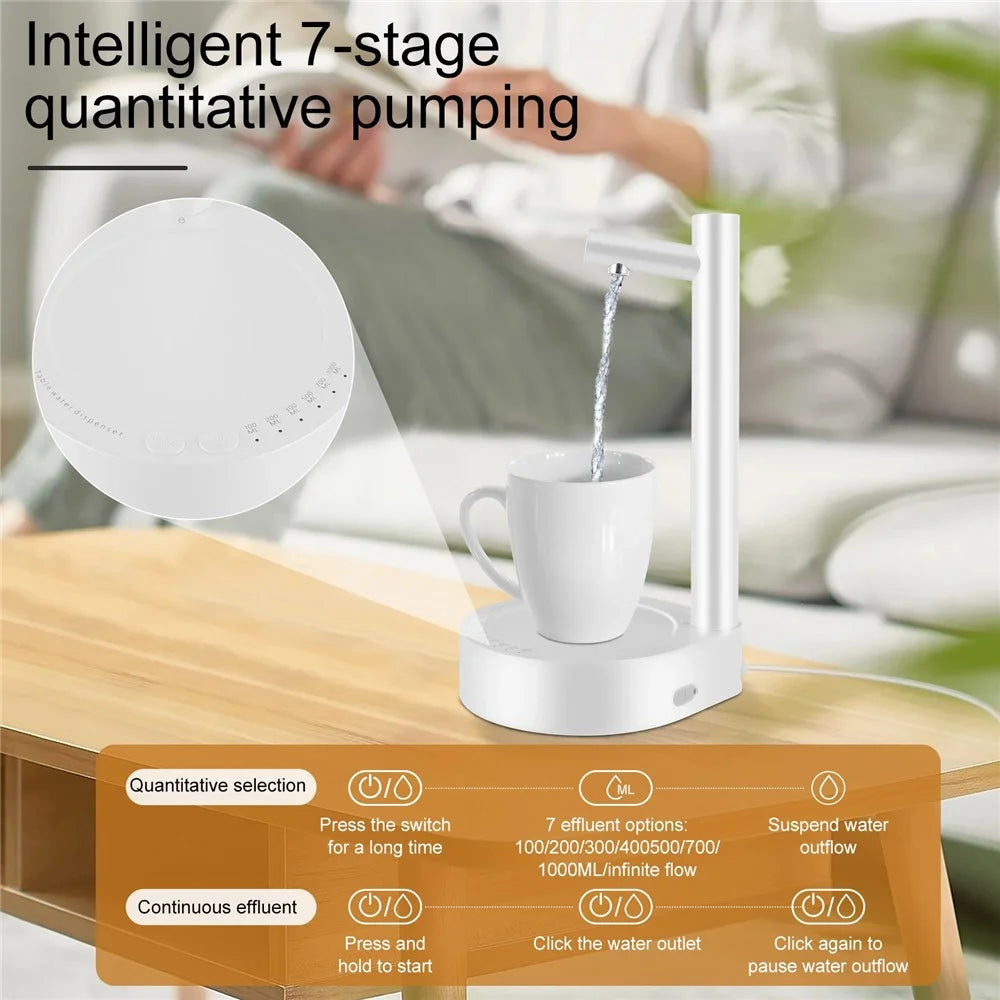 Smart Electric Water Pump Tray Design Desktop Water Dispenser for Barreled Water (BPA-Free, No FDA) - White - 4