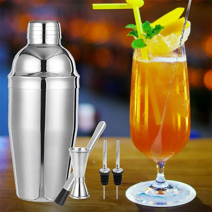 7Pcs Cocktail Shaker Set 25oz Stainless Steel Bar Bartender Jigger Muddler Bar Spoon Pourers Recipe Book Tools Kit - 3