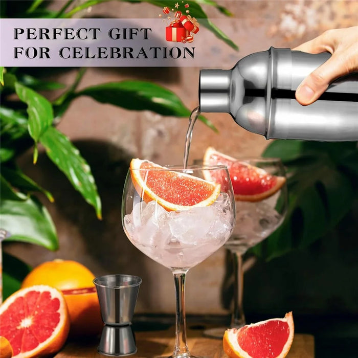 7Pcs Cocktail Shaker Set 25oz Stainless Steel Bar Bartender Jigger Muddler Bar Spoon Pourers Recipe Book Tools Kit - 5