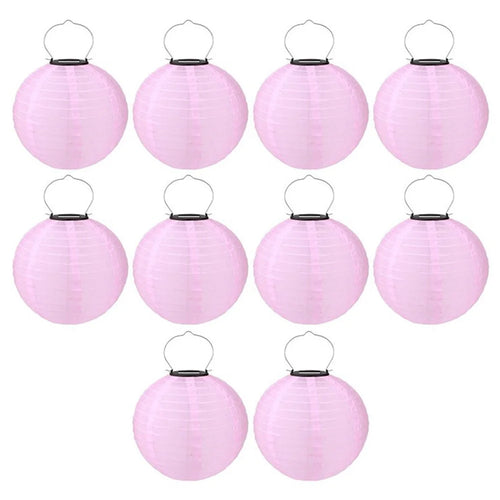 DN-003 10Pcs 30cm / 12 Inch IP55 Waterproof Outdoor Solar Light Garden Hanging Lantern - Pink - 1