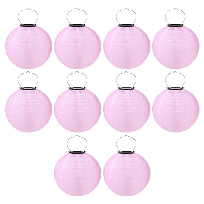 DN-003 10Pcs 30cm / 12 Inch IP55 Waterproof Outdoor Solar Light Garden Hanging Lantern - Pink - 1