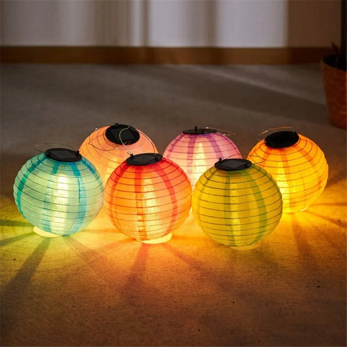 DN-003 10Pcs 30cm / 12 Inch IP55 Waterproof Outdoor Solar Light Garden Hanging Lantern - Pink - 3