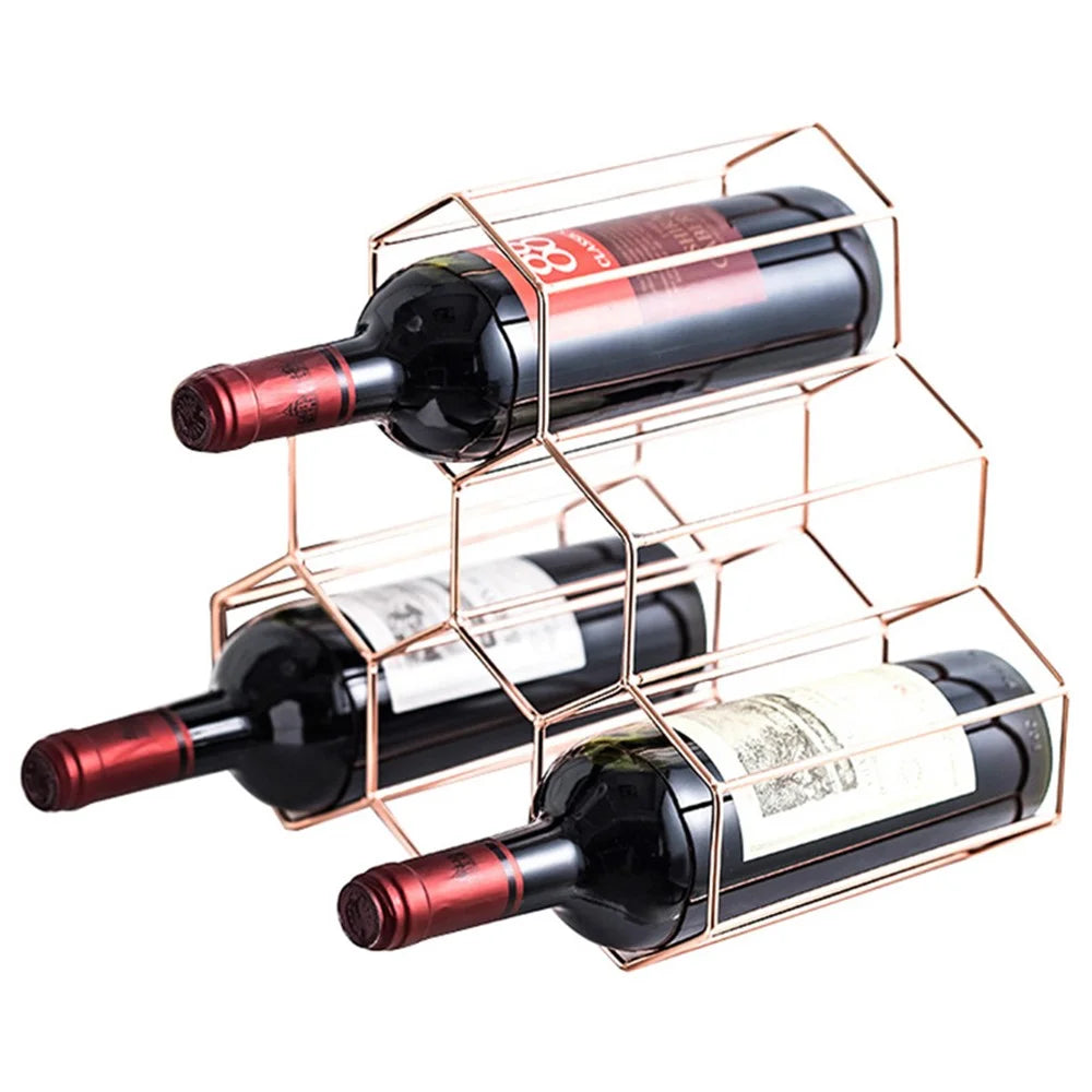 002B026 6-Bottle Wine Holder Rack Honeycomb-Shaped Wine Bottle Display for Home, Office - 1