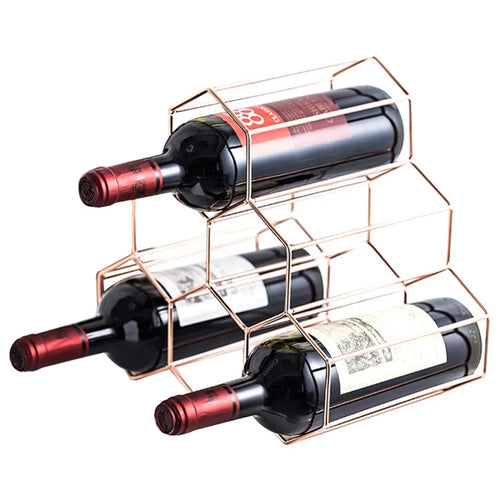 002B026 6-Bottle Wine Holder Rack Honeycomb-Shaped Wine Bottle Display for Home, Office - 1