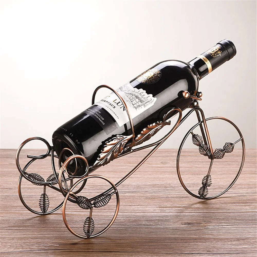002B004 Retro Wine Rack Metal Bicycles Tricycle Design Wine Bottle Organizer Home Decoration - Bronze - 1