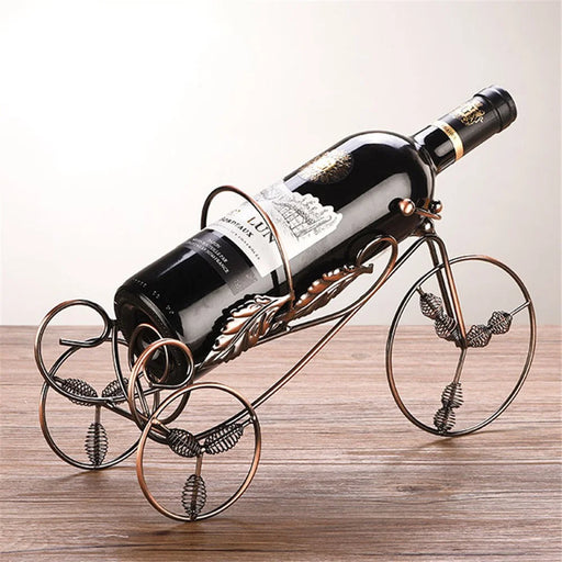 002B004 Retro Wine Rack Metal Bicycles Tricycle Design Wine Bottle Organizer Home Decoration - Bronze - 1